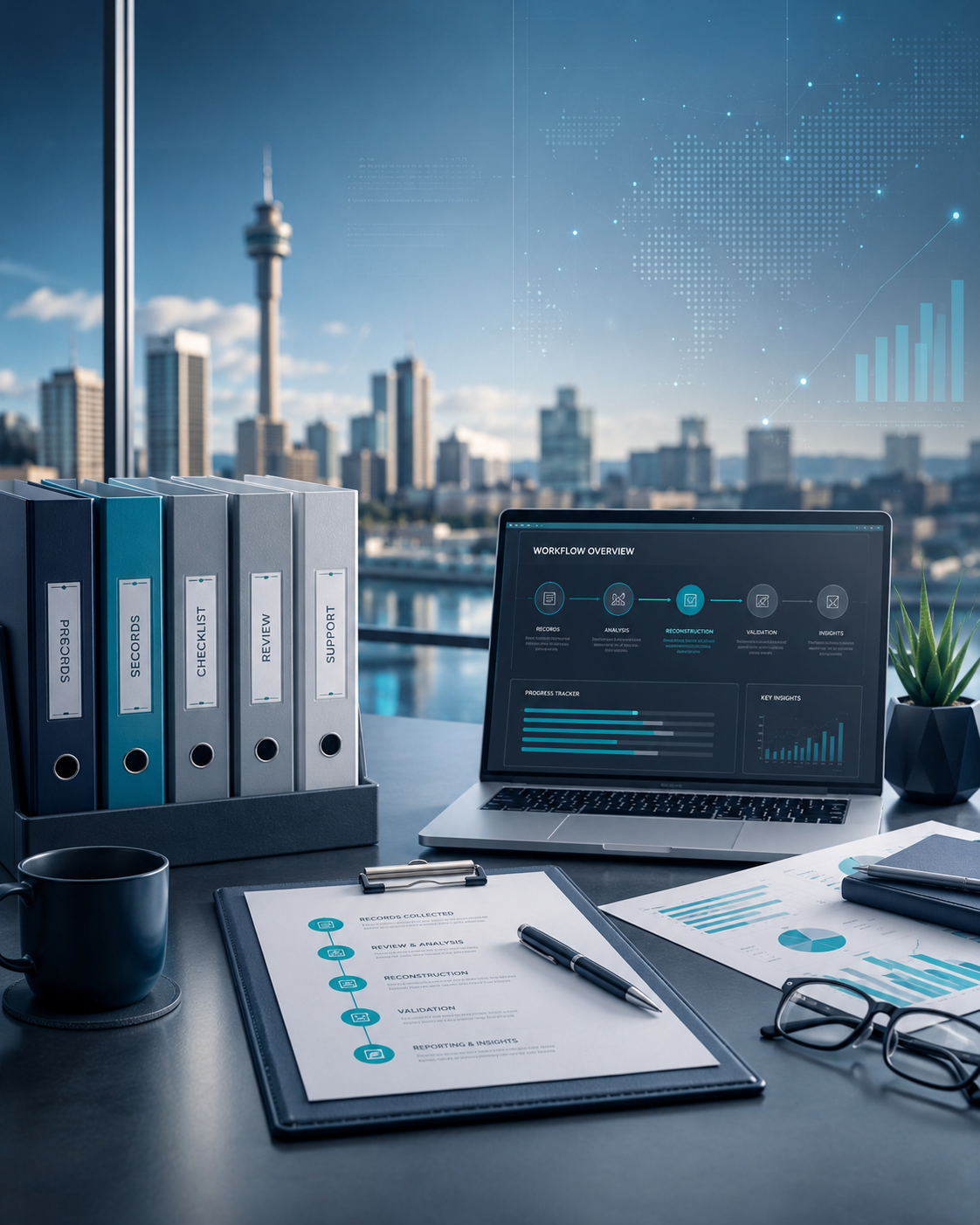 Accounting records, reporting dashboard and business documents